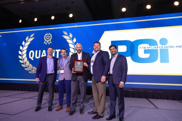 PGI's Ty Nilsson, Rick Jordan, and Andrew Hauenstein accept NAPA's supplier award on PGI's behalf